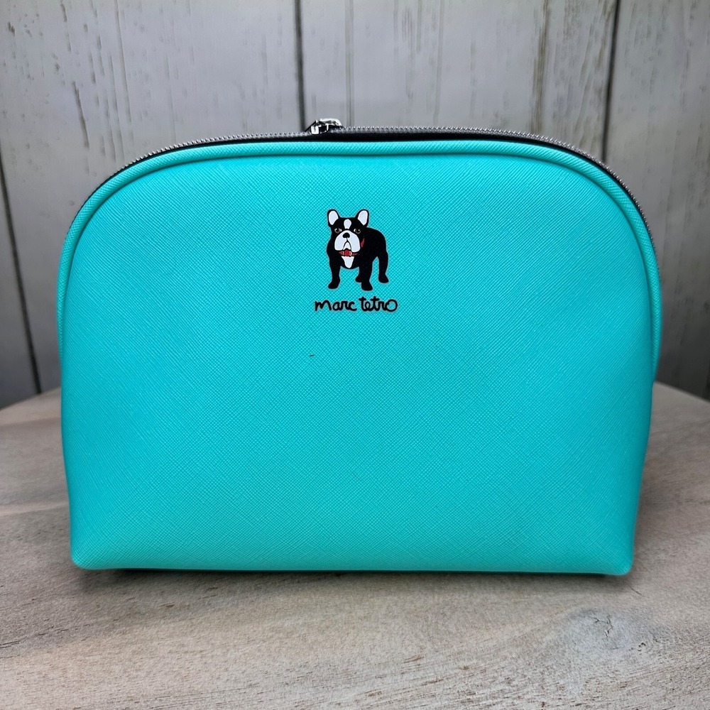 Marc Tetro Boston Terrier French Bulldog Teal Makeup Cosmetic Zipper Case - Picture 15 of 16